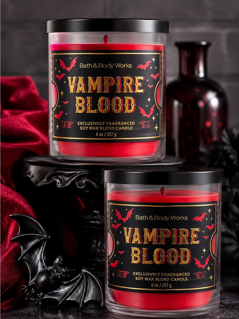 Bath & Body Works Vampire Blood Single Wick Candles Set of 2 NEW Halloween NIB